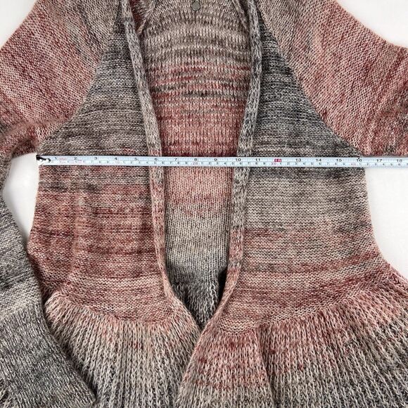 KNITTED & KNOTTED Anthropologie Cardigan Open Waterfall Mohair Wool Ombre Gray S - Picture 4 of 11